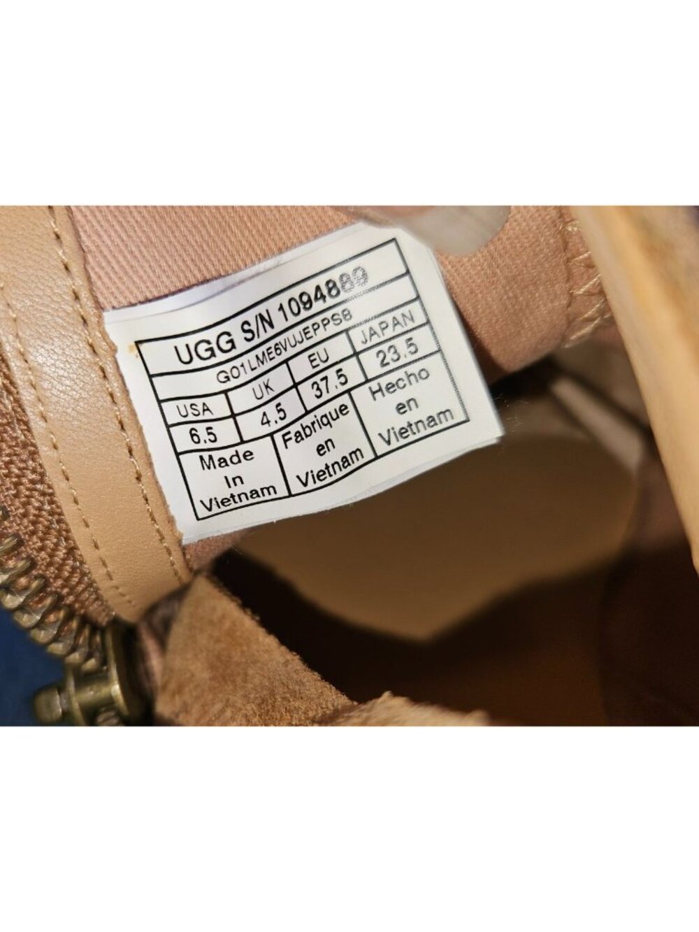 Ugg Upper Suede Side Zip Aureo Ankle Booties Women Size 6.5 - Picture 10 of 10